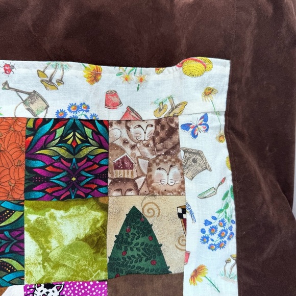 Vintage Handmade Patchwork Velvet Brown Totr - Picture 7 of 14